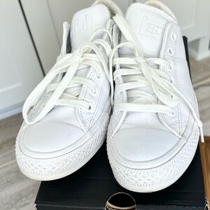Converse All-White Leather Casual Sneakers